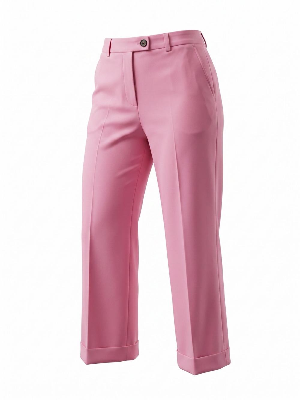 Marella Bubblegum Pink High Rise Pleated Cuffed Cropped Wide Leg Trousers 12